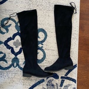 Over the Knee Black Suede Boots